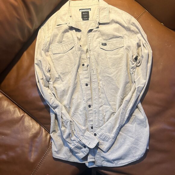 RVCA Grey Chambray Long Sleeve L - Picture 1 of 3